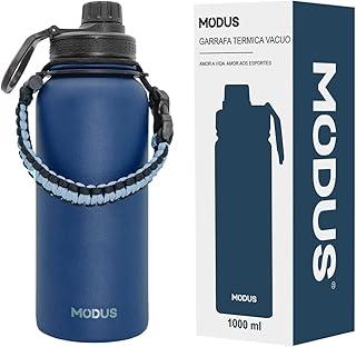 VXN Garrafa Térmica De Aço Inoxidável 18/8 Isolado de água Esportiva Com Alça Paracord 1000ML (Azul)