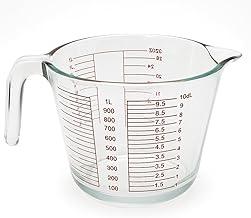 Jarra Medidora 1000 ML 1 Litro Vidro Para Microondas Alça e Bico Dosador Água Leite Copo Cozinha Medida
