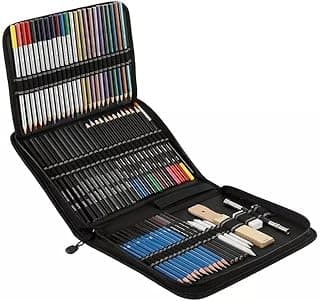 Conjunto de lápis de arte profissional com 72 peças, Kit de esboços para caderno de desenho, aquarela, grafite, metal, lápis de carvão para artistas iniciantes adultos e crianças adolescentes com 10% de desconto por R$ 175,50 na amazon
