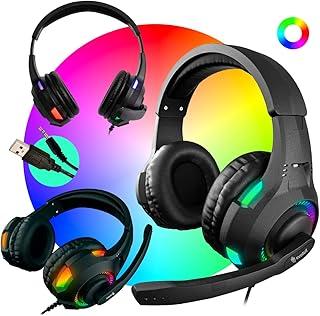 EPM Fone De Ouvido Headset Gamer Luz Led RGB Compatível com Computador, Celular, Video Games