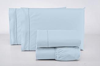 Jogo De Lençol Solteiro 2 Peças 400fios 100% Algodão Premium (Azul)