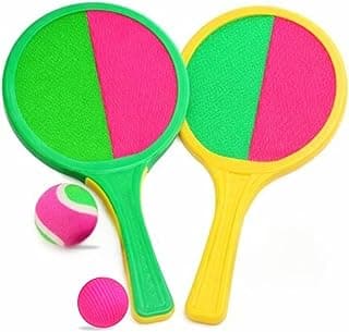 Kit Frescobol Brinquedo Bate e Cola com 2 Raquetes e 2 Bolas I Jogo de Praia Piscina e Ar Livre com Bola Grudável e Bola Lisa I Jogo Infantil e Adulto I Three Brothers