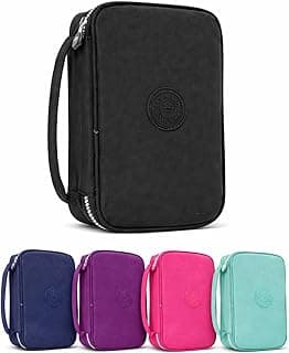 Estojo Escolar Grande Organizador em Nylon com Elásticos – Porta Lápis, Canetas e Material Escolar, Alta Capacidade, Resistente, Ideal para Estudo, Desenho e Escritório (Preto)