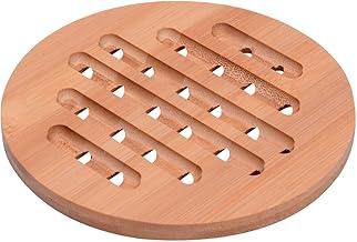 Mimo Style Descanso de Panela de Bambu Redondo, Sustentável e Resistente ao Calor para Pratos e Potes Quentes. Material de Qualidade Alimentícia, Multiuso 15,5cm. Ideal Para Sua Cozinha e Ecológico