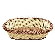 Cesta de Plástico Oval Tramada para Servir Alimentos Porta Pão Cesto de Frutas Lanchonete Organizador Sanfé (Marrom)