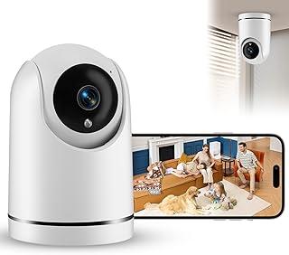 Câmera de Segurança Wi-Fi Interna, Câmera Inteligente com Rotação 360°, 2MP Full HD, Visão Noturna Colorida, Detecção de Movimento Humano, Áudio Bidirecional, Seguimento Automático