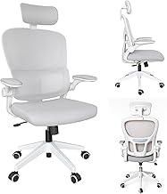 Cadeira de Escritório Ergonômica Branca Giratória, Malha Respirável, Suporte Lombar Regulavél, Estofado Mesh, Mecanismo de Elevação a Gás. Inclinação. Rodinhas silenciosas. | HYATTO OFFICE |