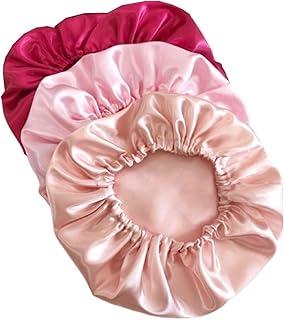 Touca de Cetim para Dormir - Kit Com 3 Peças Ajustável e Anti-frizz Ideal para Cabelos Longos e Cacheados