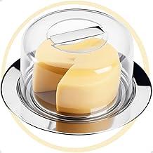 Porta Queijo Queijeira com Tampa Acrílica e Base em Inox 21 cm Transparente para Servir e Conservar Premium