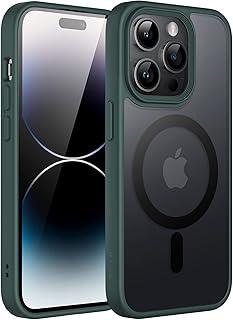 JETech Capa Magnético para iPhone 14 Pro 6,1 Polegadas Compatível com MagSafe, Case Capinha Translúcido Fosco Verso Fina à Prova de Choque Tampa (Verde Escuro)