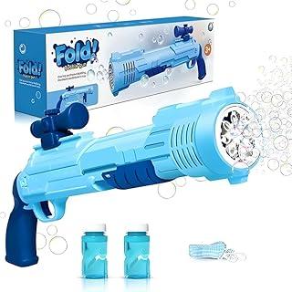 Máquina Lança Bolhas de Sabão Premium com 8 Saídas Automática – Brinquedo Pistola de Sabão Infantil + 2 Refis, Ideal para Praia, Piscina e Presentear – Diversão Infinita para Meninos e Meninas (Azul)