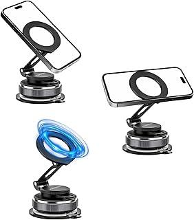 H'MASTON Suporte Magnético Dobrável para Celular Suporte De Metal para Celular com Base de Corte Rotação de 360° para iPhone Samsung