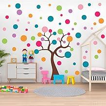Adesivo de Parede Infantil Árvore 120x100cm com 87 Bolas Coloridas (37+50 Extra) | Decoracao Quarto Bebe e Crianca | Impressao HP Latex Atoxica Sem Cheiro | Facil Aplicacao