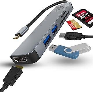 GUDZ Hub Adaptador USB Dockstation 5 em 1 Multiportas USB Tipo C Com Entrada HDMI, USB A, Leitor De Cartão SD, TF, 4K Full HD, USB 3.0 Compatível Com Laptop HP, Dell, Lenovo, Macbook | HUB USB 3.0 |