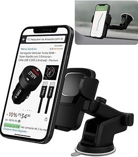 Suporte Veicular para Celular – Ventosa Ultra Forte, Rotação 360° e Antivibração, Ideal para GPS, Waze e Motoristas de App