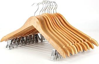 【Cozena】Kit 20 Cabides de Madeira Premium C/Presilhas – Elegância, Resistência e Organização - Gancho metálico resistente e giratório - Evita marcas, vincos e deformações