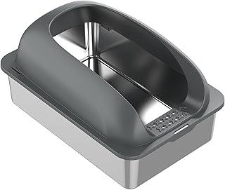 Aço Inoxidável Caixa de Areia para Gatos, Caixa de Areia Extragrande Extra Grande para Gatos Grandes, Caixa de Areia de Metal com Laterais Altas, Anti-vazamento de Urina, Fácil Limpeza, Inclui pá