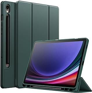 JETech Capa para Samsung Galaxy Tab S9 11 Polegadas com Suporte para S Pen, Estojo Protetora para Tablet com Suporte Triplo Macio em TPU, Suporte S Pen Carregamento (Verde Meia-Noite)
