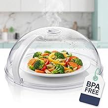 Tampa para Microondas com Alça Anti-Respingo Transparente com Válvula de Vapor – Protetor de Alimentos BPA Free | Tampa Universal Premium para Aquecer sem Sujeira –