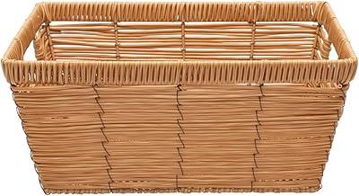 Mimo Style Cesto Retangular Com Alça, Útil na Organização do Ambiente, Produzidos em Fibra Natural Com Alças de Ferro, Funcional Para Armazenar Revistas, Jogos, Brinquedos e Utensílios Domésticos