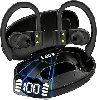 H'MASTON Fone de Ouvido Bluetooth Fone Sem Fio Esportivo com LED Display Prova Dágua Cancelamento de Ruido Earbuds RS-52 (Preto)