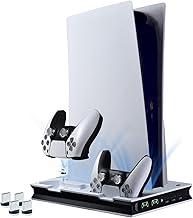 Suporte para PS5 com 2 Ventoinhas de Resfriamento, Estação de Resfriamento PS5 Suporte Vertical, Suporte PS5 com Ventosa, Suporte Multifuncional Cooler para PS5, Suporte para Controle PS5