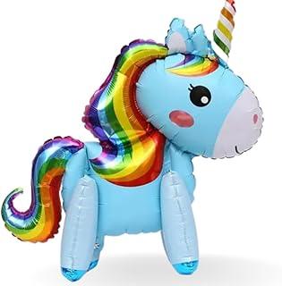 Balão Metalizado Unicórnio 3D, 75cm, Decoração para Festa de Aniversário, Pop (Azul)