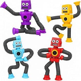 Kit com 3 Robos Flexíveis Pop it, Brinquedo Anti Estresse com LED, Puxa, Gruda e Estica