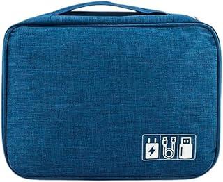 Estojo Organizador de Cabos Acessórios Eletrônicos Para Viagem Bolsa Portátil Multifuncional (AZUL)