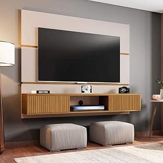 Painel Âmbar Para TVs Até 65 Polegadas - Bechara Off-White/Cinamomo/Ripado