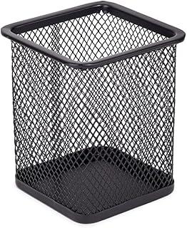 Mori - Porta Caneta e Lápis Organizador de Mesa Quadrado em Metal Aramado Preto para Escritório e Home Office Resistente