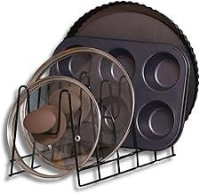 Porta Refratário para tampa de panela, frigideiras tábuas de carne e Assadeiras Organizador de Armário Suporte Aramado para Cozinha 33cm x 14cm Preto, Premium