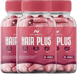 Kit 3 Vitamina Cabelo, Pele, Unhas - Colágeno Nanovit Hair Plus caps