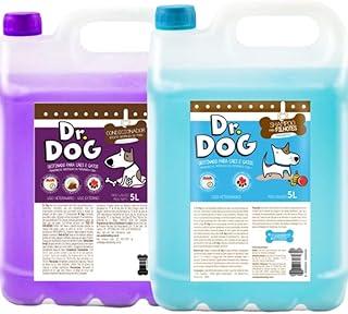 Kit Shampoo Neutro 5L + Condicionador Revitalizador de Pêlos 5L Dr. Dog, Profissional, Não Arde os Olhos, Hipoalergênico, Rende +160 Banhos, ideal para Petshops e Banho e Tosa