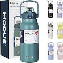 Garrafa Térmica 1700ml - Duplamente Isolada a Vácuo, Canudo e Base Emborrachada Anti Derrapante, Mantém Bebidas Quentes por 12 Horas e Geladas por 24 Horas (Verde)