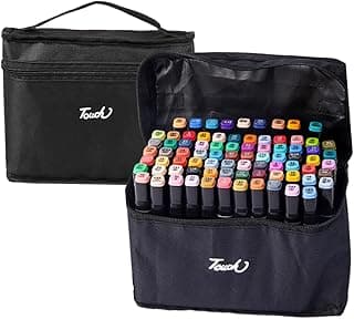 Kit 80 Marcadores Canetinha Ponta Dupla Touch Sweet + Estojo | Canetas Coloridas à Base de Álcool | Ponta Fina e Grossa | Ideal para Desenho, Arquitetura, Moda, Mangás e Ilustrações (80 CORES)