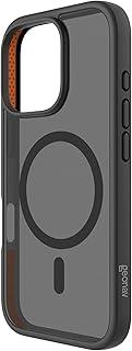 Geonav Capa Anti-Impacto para iPhone 16 Plus, TPU flexível nas extremidades, proteção anti-shock e policarbonato, Compatível com o sistema de ímãs MagSafe®, IPI16PLBK, Transparente fosco/Preto