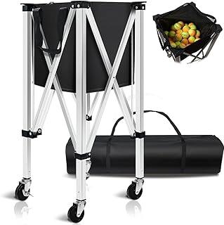 Carrinho de Bola de Tênis Dobrável, Funil de Bola de Tênis Portátil, Cesta de Bola de Tênis, Carrinho de Bola de Tênis, Cesto para Bolas de Beach Tennis com Rodas