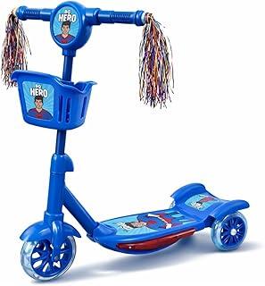 Patinete Infantil 3 Rodas com Luzes Led Som Musical Altura Regulável Freio Traseiro e Cesta