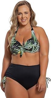 Biquíni Plus Size Estampado Com Bojo Meia Taça E Calcinha Regulável Orla Da Praia
