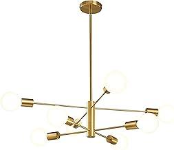Luminária Pendente Dourado de 8 Lâmpadas, Luminária de Teto Moderno para Interiores, Ideal para Sala de Estar, Cozinha e Quarto (Lâmpadas Não Incluídas)