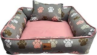 Cama para Cachorro e Gato, Quadrada, Caminha, Luxo, Zíper e Enchimento Removível para Lavagem, Suede, Macia, Tamanhos P/M/G (Rosa, Grande)