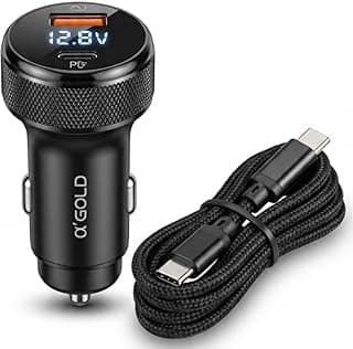 Carregador Veicular Turbo 60W Para Automóvel Carregador de Carro Duas Entradas com Carregamento Super Rápido + Cabo USB-C Premium Compatível Com Dispositivos IOS e Android