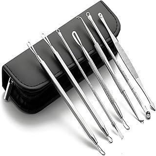 Kit 7 Curetas Extrator de Cravos e Espinhas Limpeza Pele Inox Com Estojo