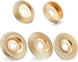 KIT 5 Discos Desbaste Madeira Profissional (100mm/85mm/75mm) - Curvo, Plano, Chanfrado, Cilíndrico, Esmerilhadeira 4-5"