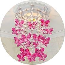 Lustre Infantil de Teto Decorar Ambiente Princesa Luminária para Quarto de Bebê Menina Borboletas Cor Rosa 17x25cm