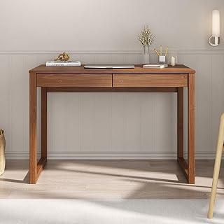 IDIMEX Mesa Escrivaninha Madeira 2 Gavetas Castanho Noah Escrivaninha para Quarto Minimalista Retro 110 cm