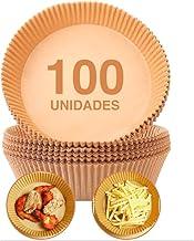 Kit 100 Forma Descartável de Papel Redondo para Air Fryer – Pacote com 100 Unidades, Folhas de Pergaminho Antiaderentes, Resistentes à Gordura e Água, Ideais para Assar, Cozinhar e Fritar sem Sujeira.