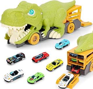 Dinossauro Brinquedo Corrida, Carrinho de Dinossauros, Pista Radical Animal, Kit Pista com Lançador de Carrinho, Equipado com 6 Carros, Dinossauro Brinquedo Grande