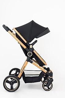 Galzerano Carrinho de Bebê Ivy, Preto e Dourado, com Cesto Moisés